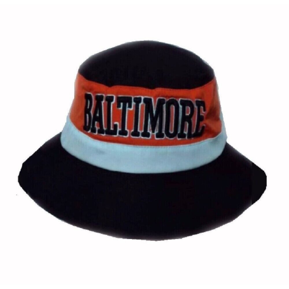 Baltimore Embroidered Name Orange White Bucket Sun Hat NEW Fast Ship